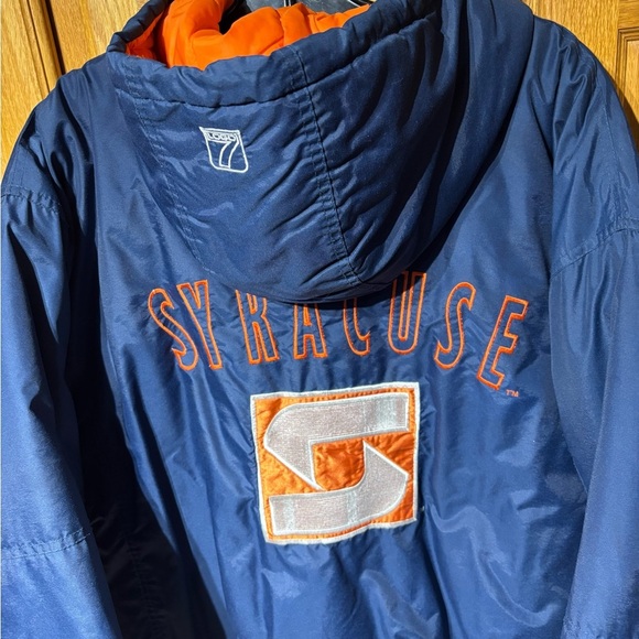 Vintage 90's Logo 7 Syracuse Orangemen NCAA Collegiate Parka Jacket Large - Picture 7 of 9